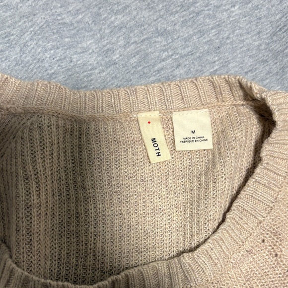Moth Women's Tan Crew Neck Sweater - Picture 3 of 6